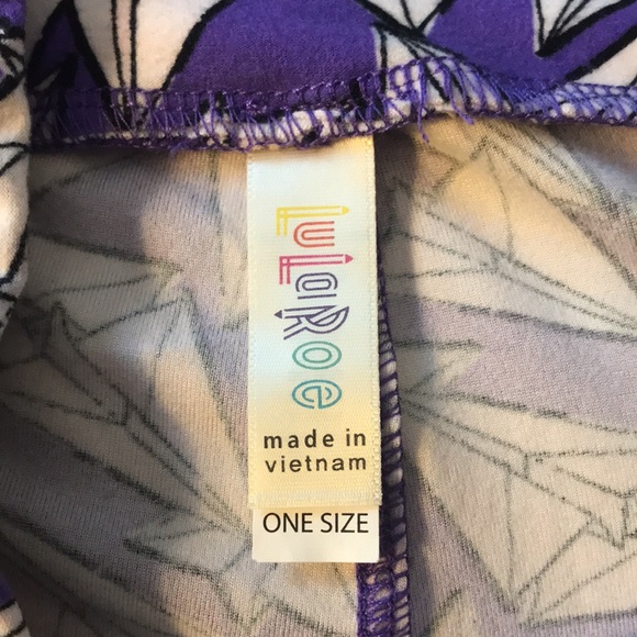 LulaRoe Paper Airplane Print LEGGINGS *Purple* One Size (2-10) - Picture 7 of 8